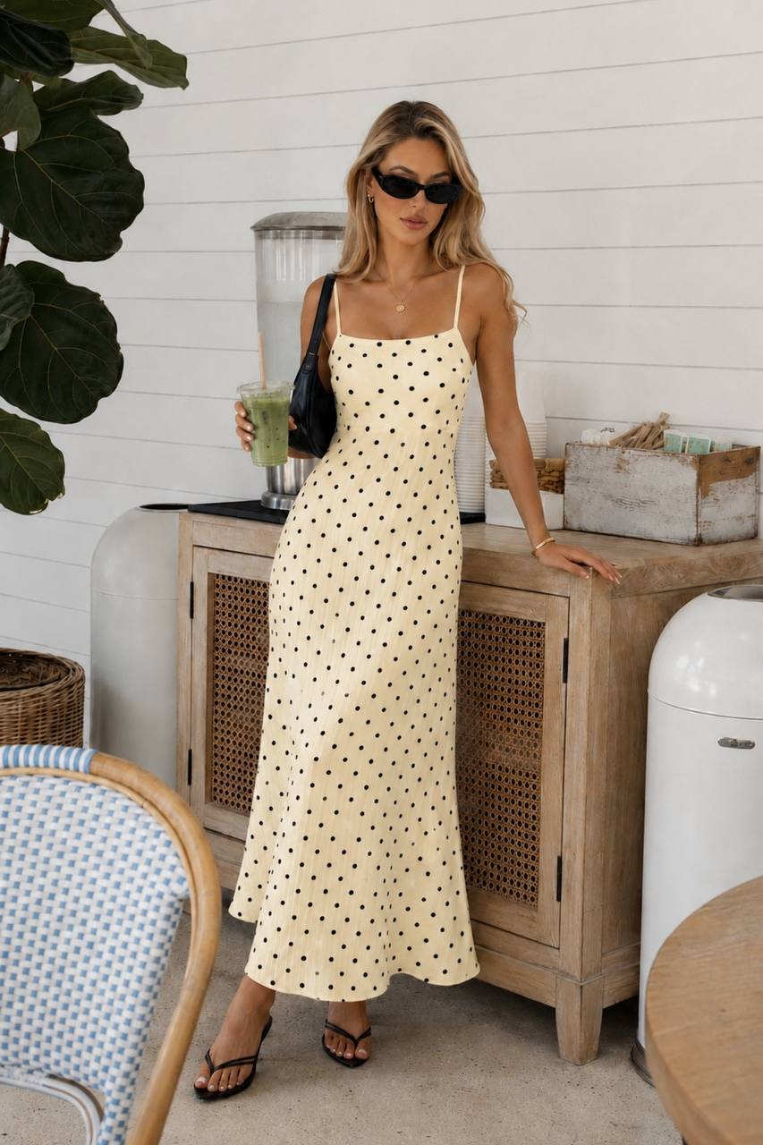 Sleeveless Polka Dot Maxi Dress