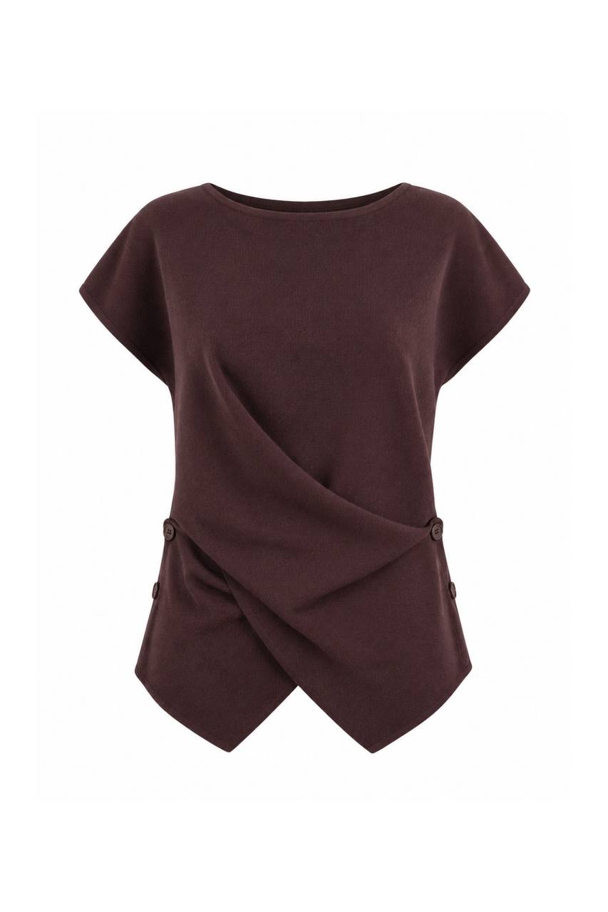 Button Wrap Knit Blouse | Mauve