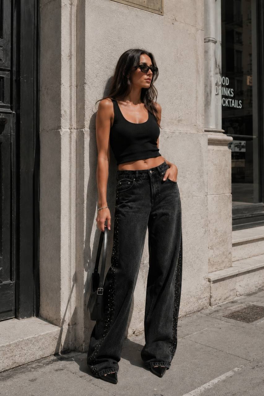 Stone High-Waisted Jeans | Black