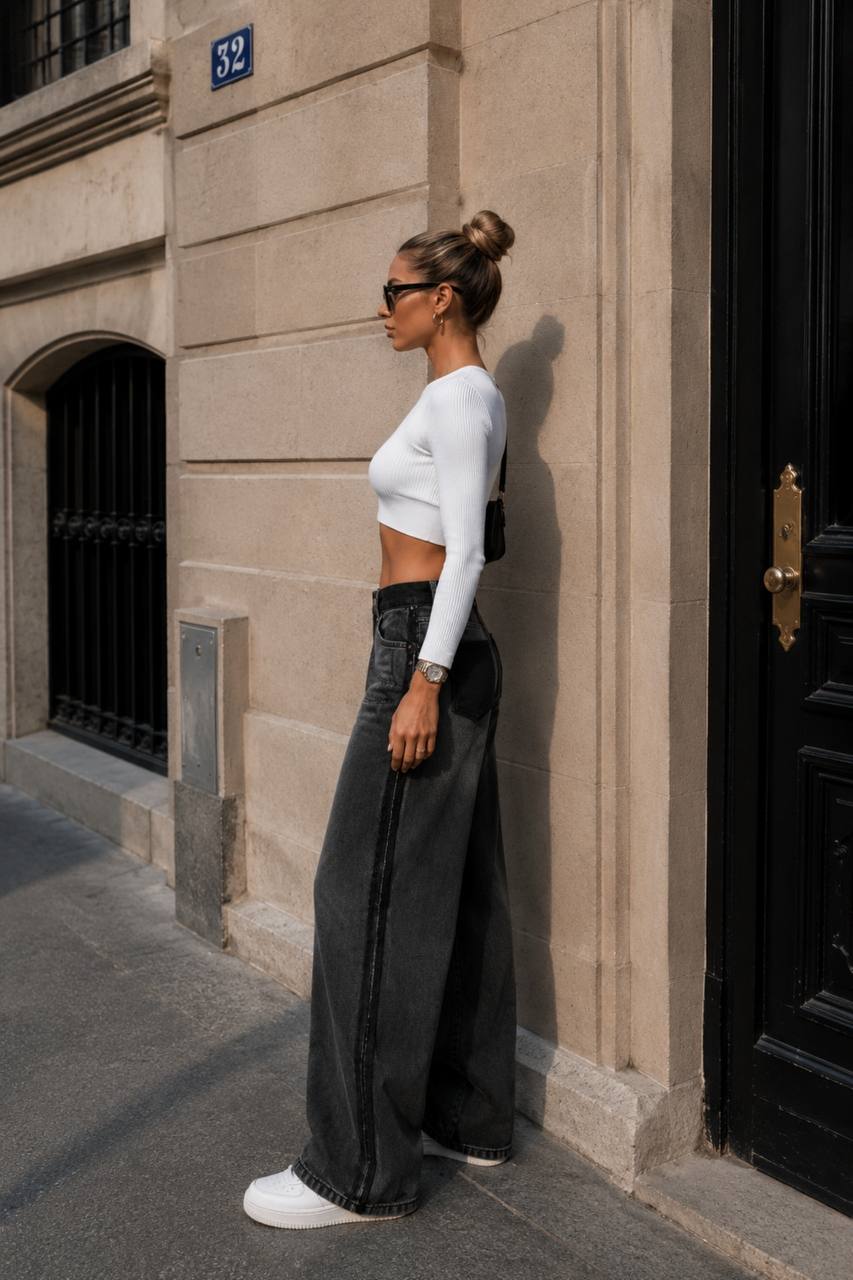 Pocket Reverse Stitch Jeans | Grey