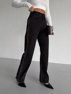 High-Waisted Palazzo Jeans with Stone Embellishments | Black