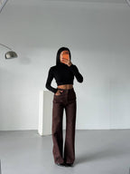 High-Waisted Basic Palazzo Jeans