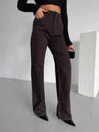 High-Waisted Stud Jeans