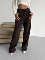High Waist Jeans with Washing Effect