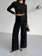 High Waist Suede Jeans