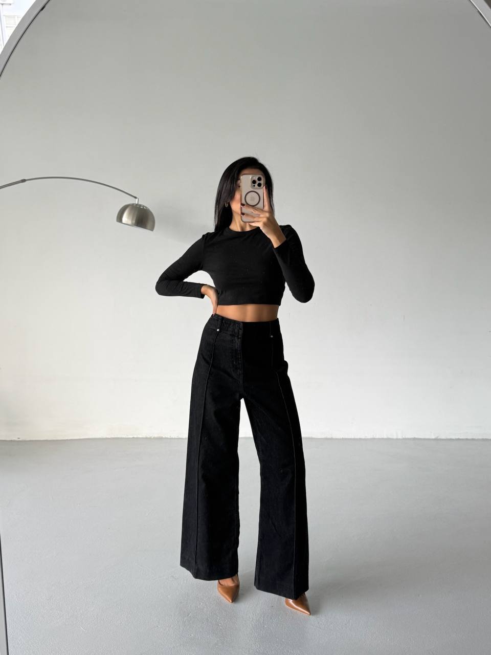 High Waist Suede Jeans