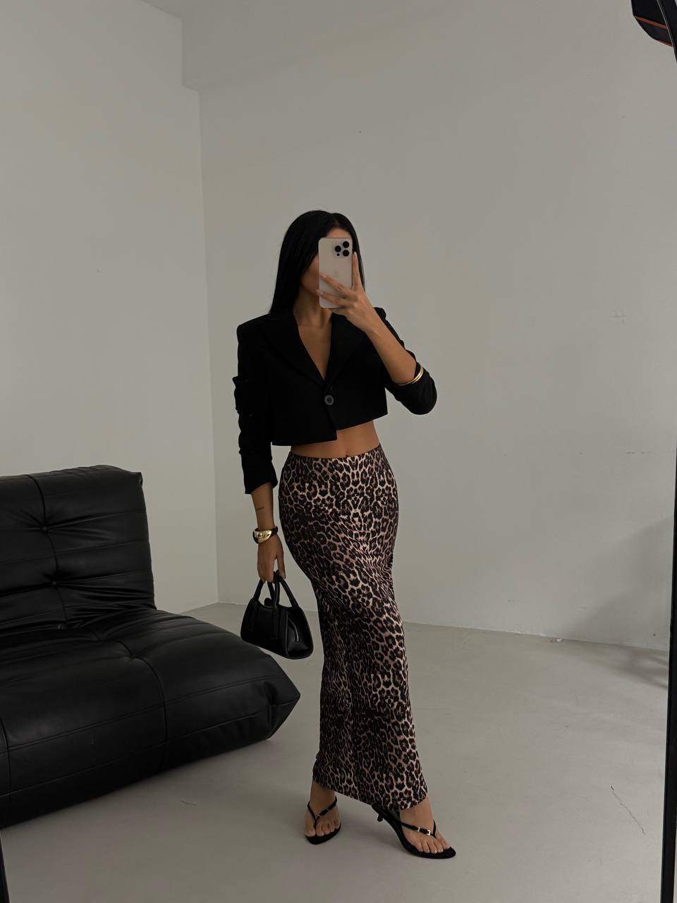 Leopard Print Midi Skirt