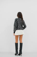 Leopard Patterned Bead Knitwear Sweater |  Black