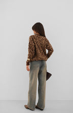 Leopard Patterned Bead Knitwear Sweater | Brown