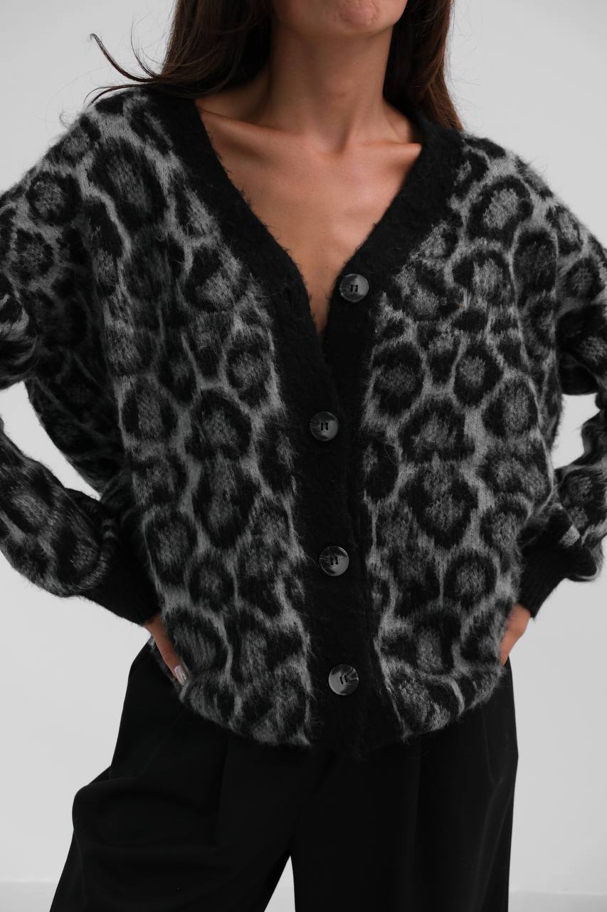 Leopard Patterned Knitwear Cardigan