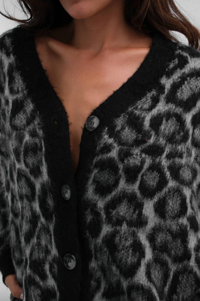 Leopard Patterned Knitwear Cardigan