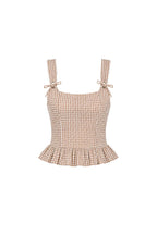 Plaid Back Tie Blouse | Beige - Soréa