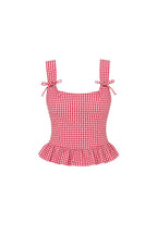 Plaid Back Tie Blouse | Pink - Soréa