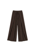 Pleated Lace-Up Linen Trousers | Dark Brown - Soréa