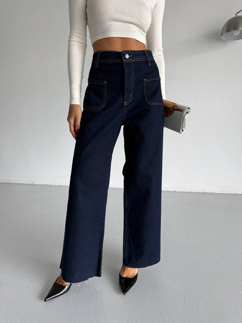 Pocket Wide Leg Jeans - Soréa