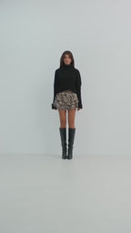 Leopard Patterned Ruffle Short Skirt