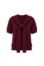 Shawl Collar Crew Neck Textured Blouse | Burgundy - Soréa