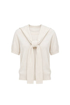 Shawl Collar Crew Neck Textured Blouse | White - Soréa