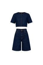 Short Sleeve Denim Top & Bermuda Shorts Set - Soréa