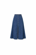 Stitch Slit Maxi Denim Skirt | Navy - Soréa