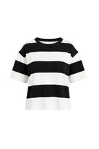 Striped Crew Neck Knit Blouse | Black - Soréa