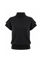 Turtleneck Textured Blouse with Sleeve Detail | Black - Soréa