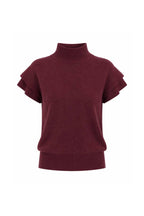Turtleneck Textured Blouse with Sleeve Detail | Burgundy - Soréa
