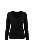 V-Neck Long Sleeve Textured Blouse | Black - Soréa