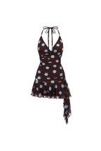 V-Neck Polka Dot Mini Dress | Brown - Soréa