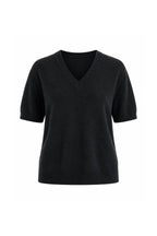 V-Neck Short-Sleeve Textured Blouse | Black - Soréa