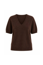 V-Neck Short-Sleeve Textured Blouse | Brown - Soréa