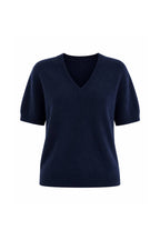 V-Neck Short-Sleeve Textured Blouse | Navy - Soréa